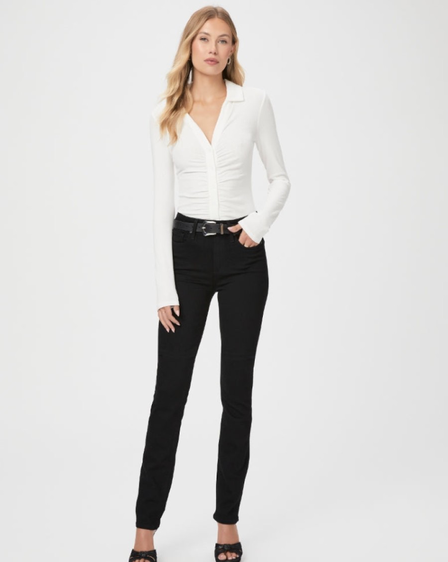 Paige Pants | Hoxton Straight In Black Shadow