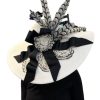 Hats by Katie Accessories | White Large Brim With Black And White Feathers