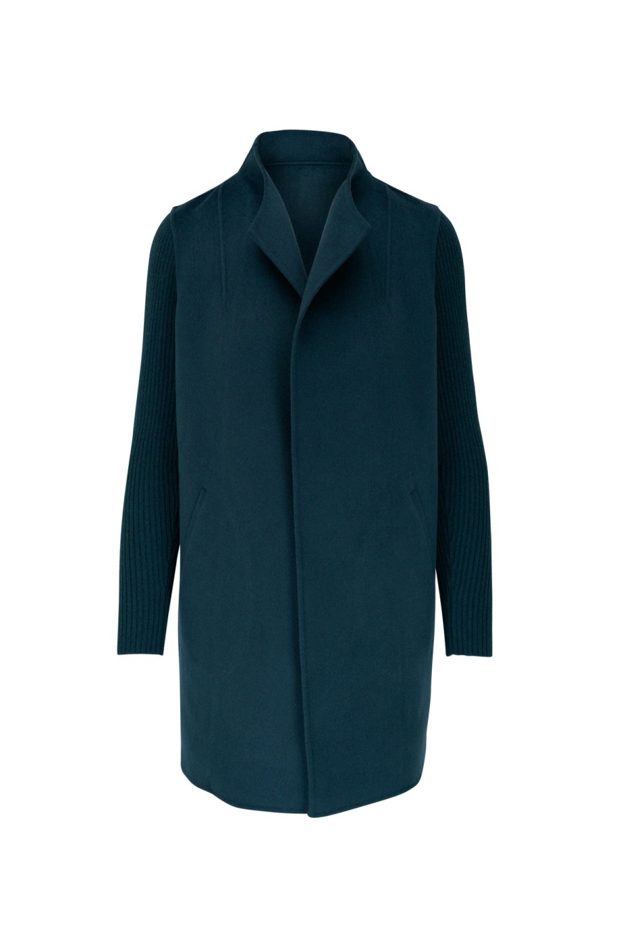 Kinross Cashmere Jackets | Rib Sleeve Coat - Seapine