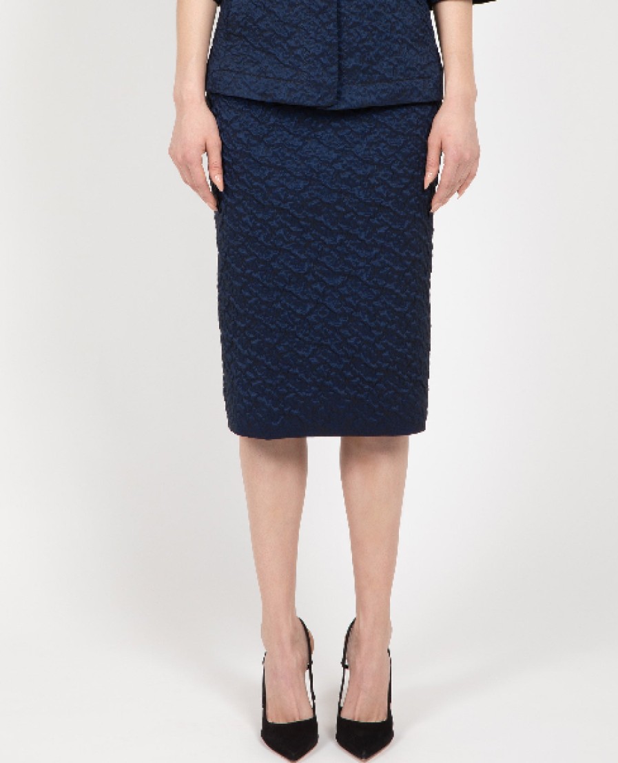 Hilton Hollis Skirts | Ripple Jacquard Skirt In Navy