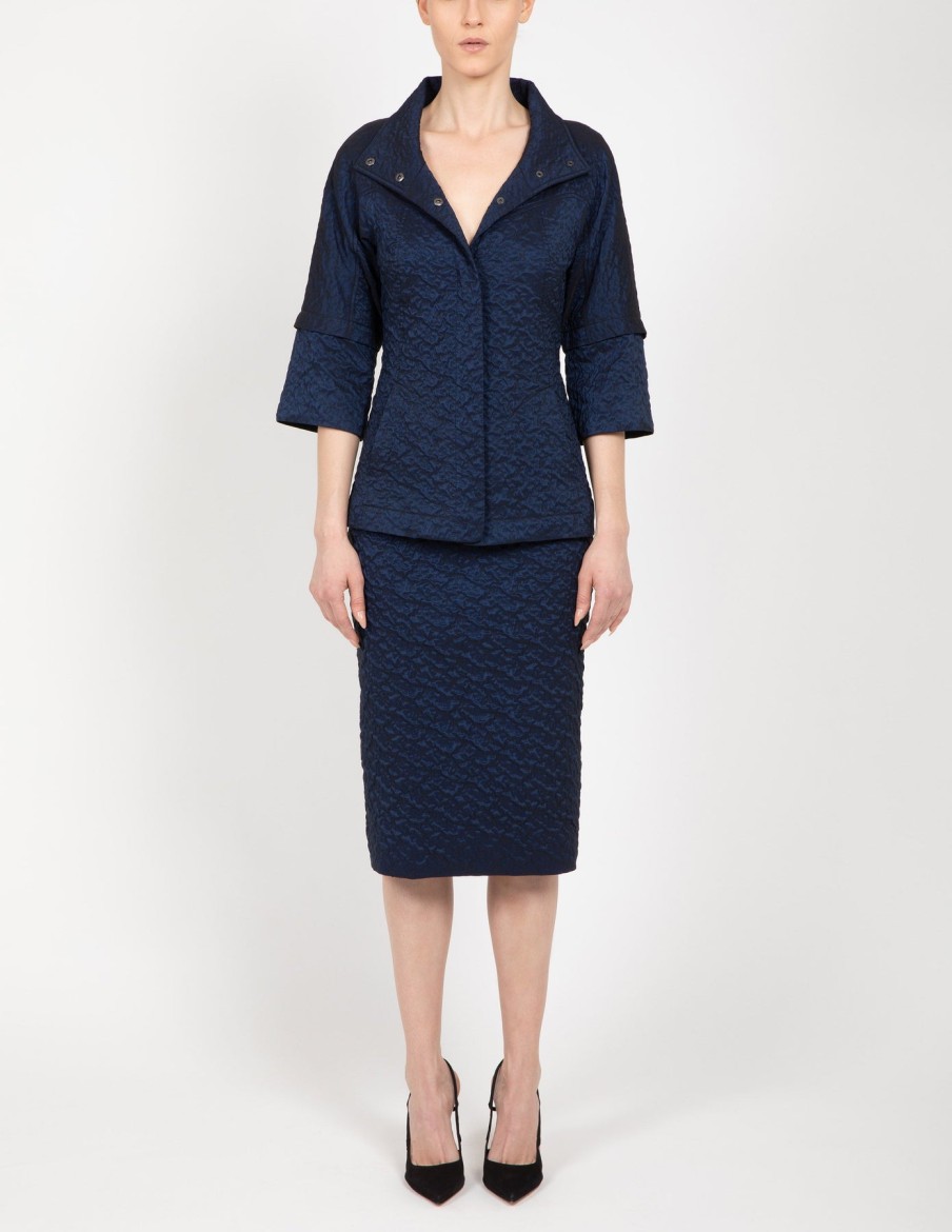 Hilton Hollis Skirts | Ripple Jacquard Skirt In Navy