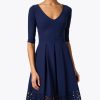 Chiara Boni Dresses | V-Neck Fit & Flare Dress In Navy