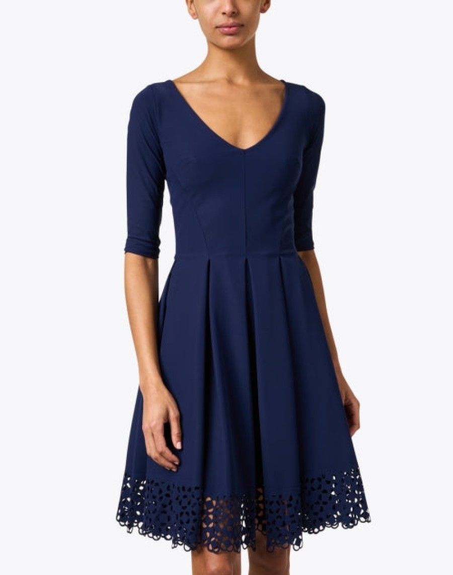 Chiara Boni Dresses | V-Neck Fit & Flare Dress In Navy