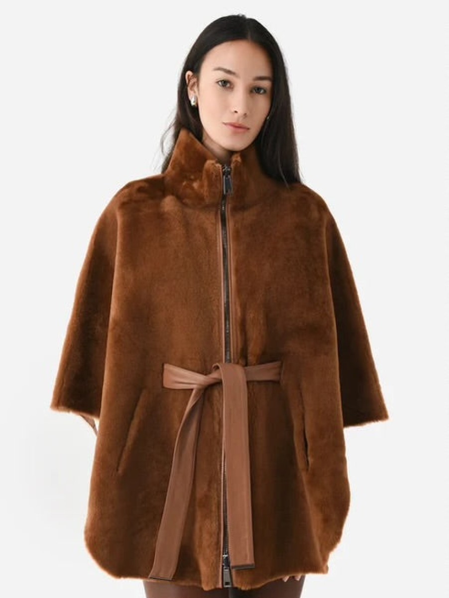 Suprema Jackets | Reversible Shearling Jacket In Cognac