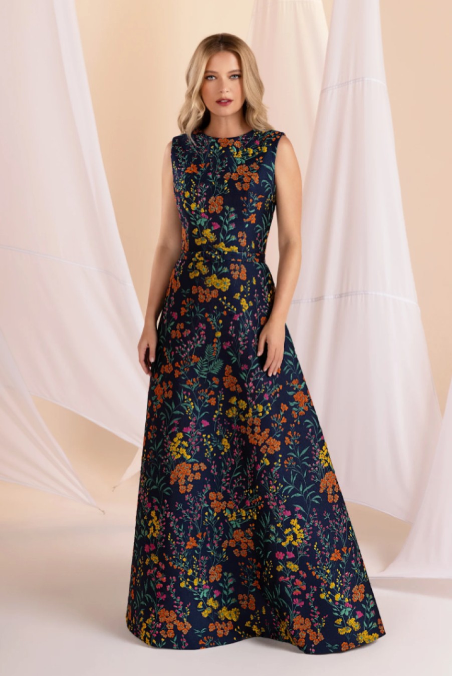 Anne Barge Dresses | Parker Gown In Navy Multi