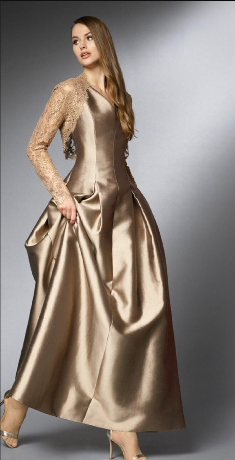 Tom and Linda Platt Dresses | Silk And Wool Hourglass Gown In Gold