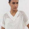 Peserico Tops | Pure Cotton And Micro Sequins Cordonnet Sweater