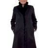 Fleurette Jackets | Rex Rabbit Trim Wool Coat In Black