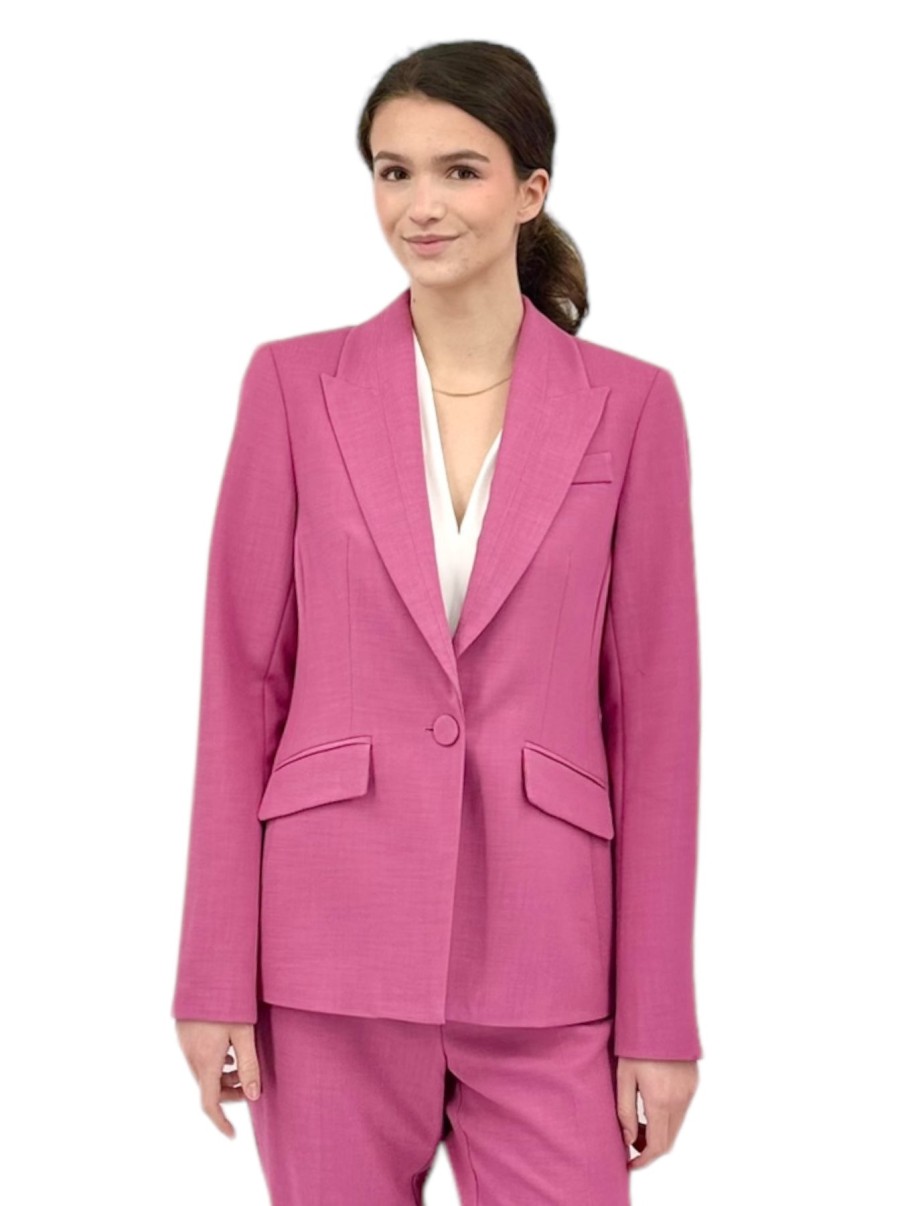 Iris Setlakwe Jackets | Peak Lapel Jacket Stitched Collar Detail In Mauve