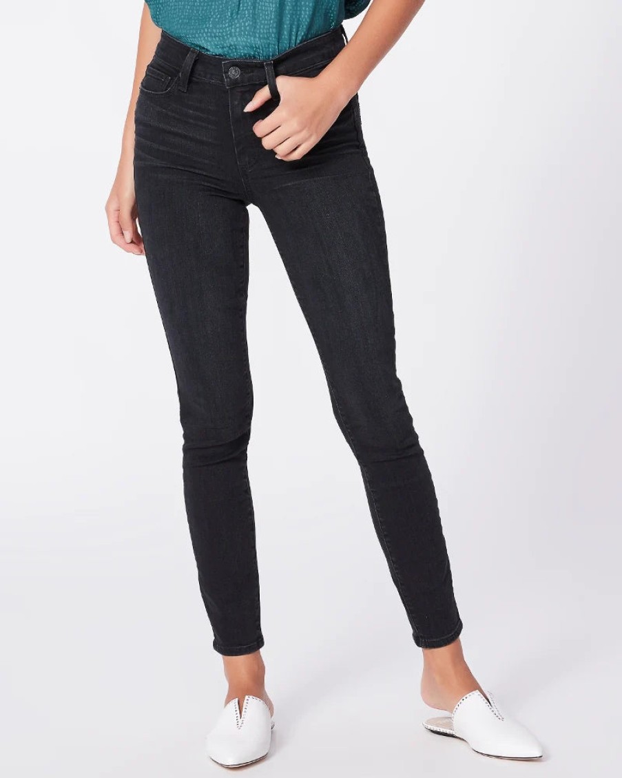 Paige Pants | Hoxton High Rise Ankle Skinny In Black Willow