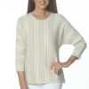 J'envie Tops | Vertical Stripe Dolman Top In Sand