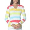 J'envie Tops | V-Neck Striped Top In White/Multi