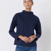 Kal Rieman Tops | Ethel Mock Funnelneck Top - Navy