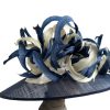 Hats by Katie Accessories | Sinamay Straw Hat In Navy/Cream