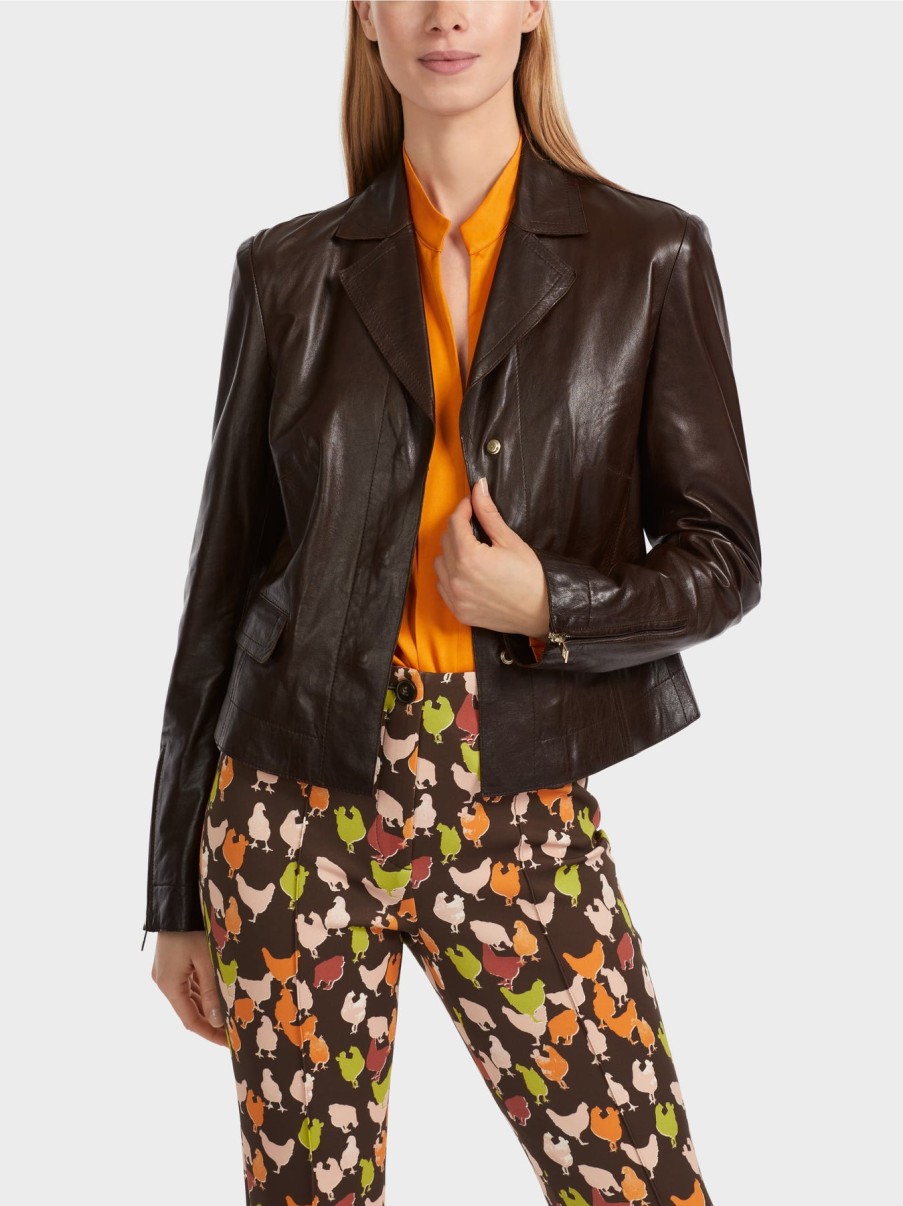 Marc Cain Jackets | Rethink Together Leather Jacket - Dark Wood