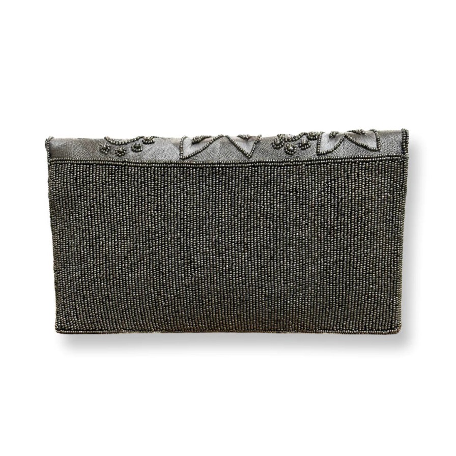 David Jeffery Accessories | Gray Beaded Clutch