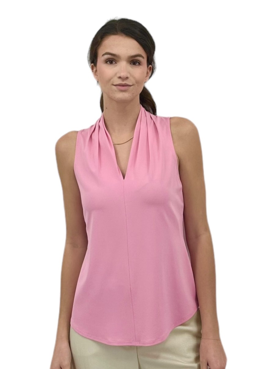 Iris Setlakwe Tops | Matte Jersey Pleated V-Neck In Rose Blush