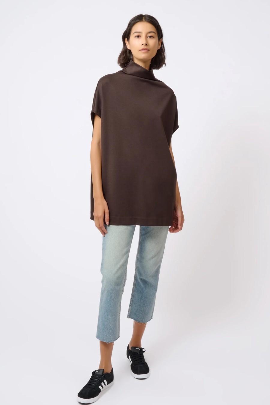 Kal Rieman Tops | Ponte Funnelneck Top - Espresso