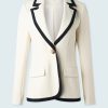 Iris Setlakwe Jackets | Bone Jacket W/ Navy Trim Detail