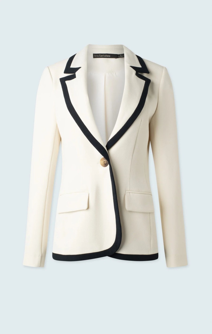 Iris Setlakwe Jackets | Bone Jacket W/ Navy Trim Detail