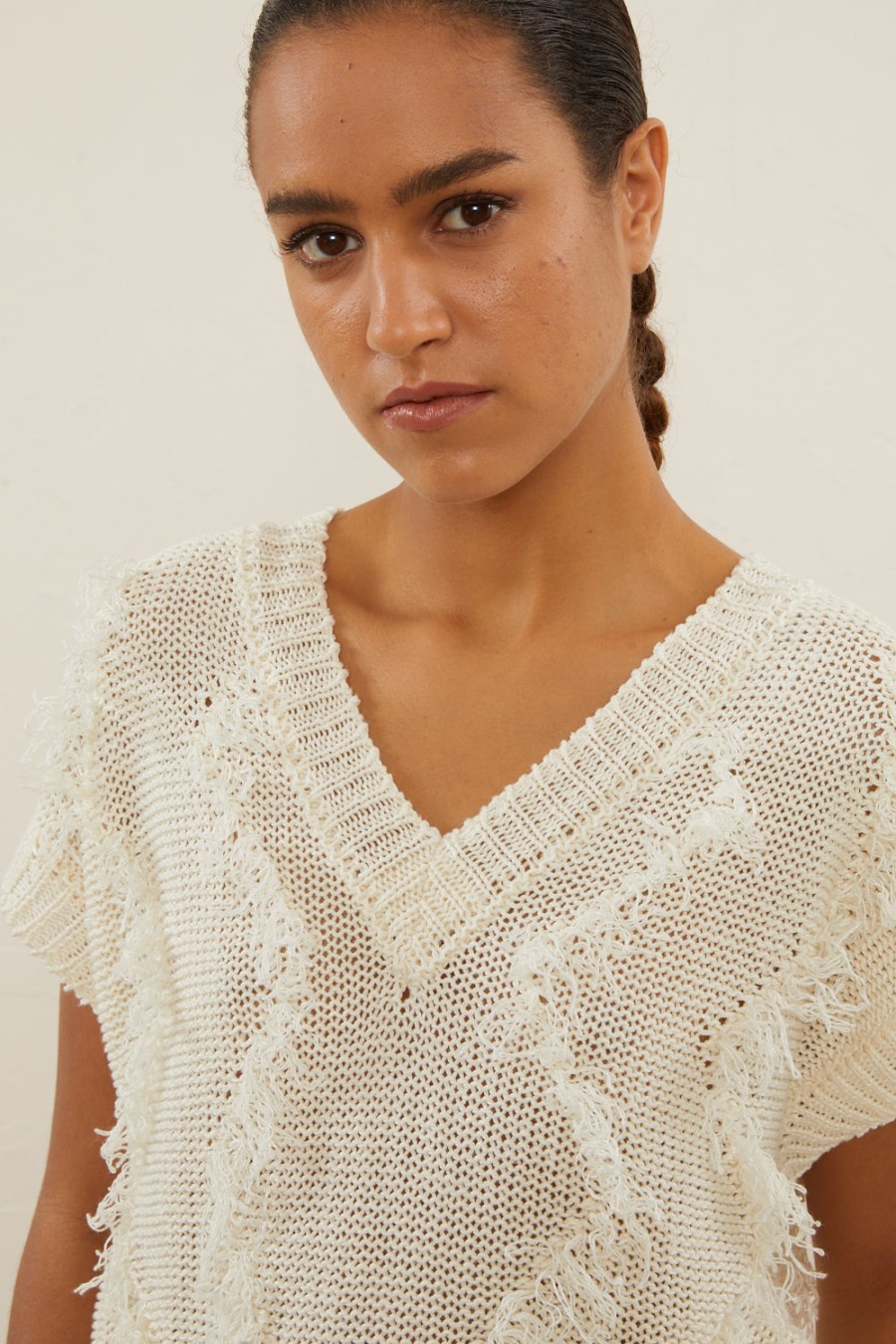 Peserico Tops | Knit Vest In Yarn Venician Stucco