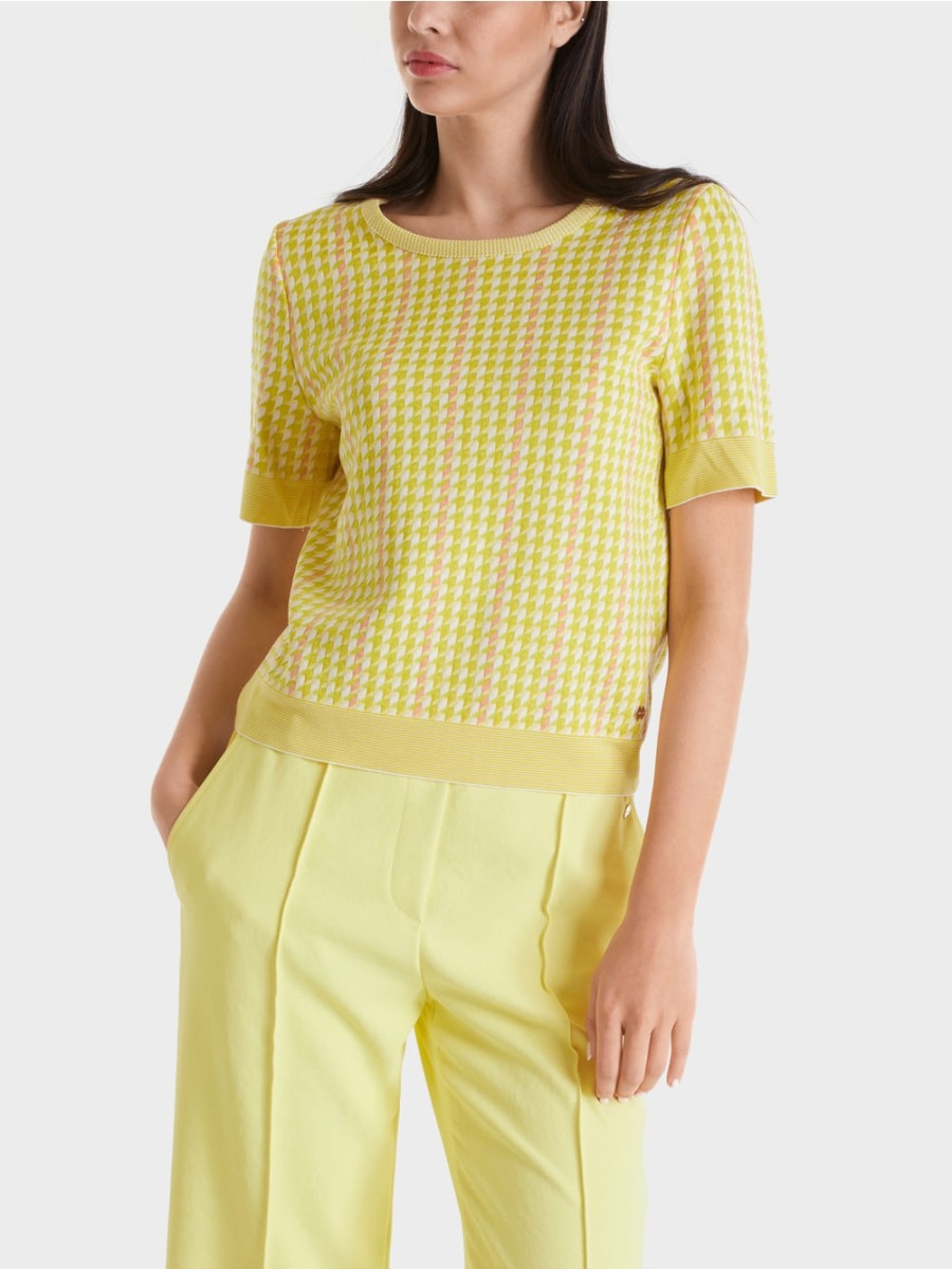 Marc Cain Tops | Graphic Sweater In Pale Lemon