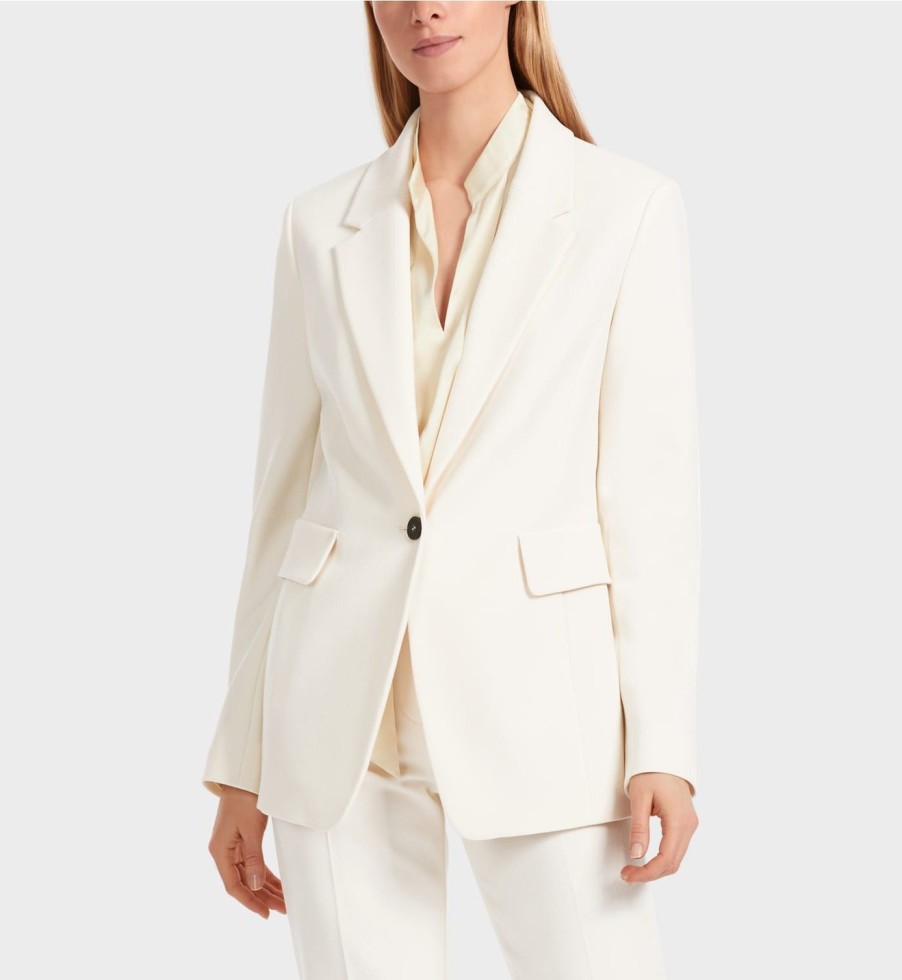 Marc Cain Jackets | Close Fitting Blazer With Back Slit In Soft Cream