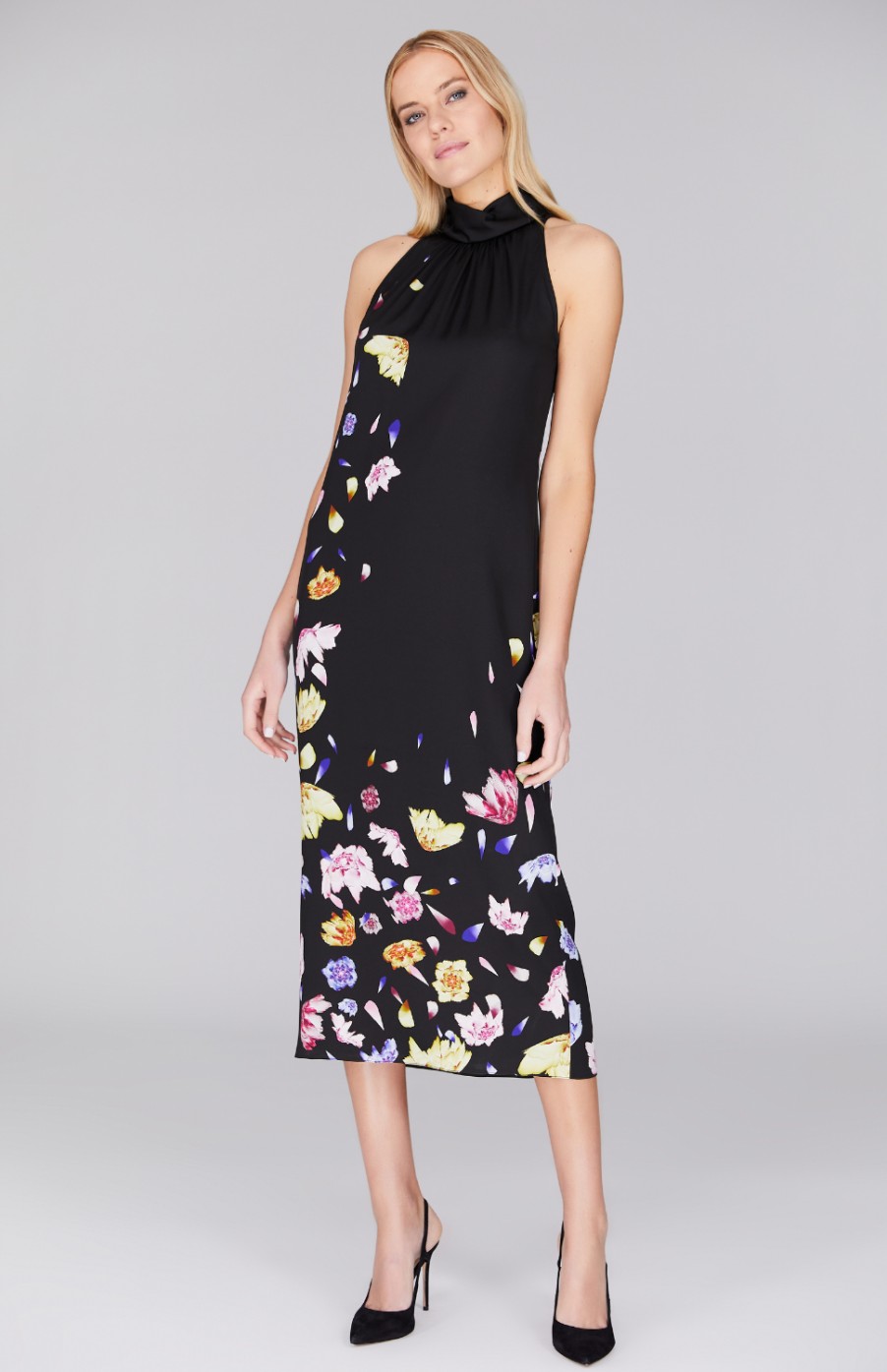 Mi Jong Lee Dresses | Scattered Blossom High Neck Gathered Dress