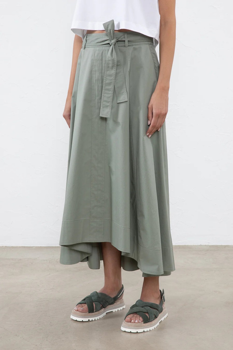 Peserico Skirts | Long Light Stretch Skirt In Lagoon Green