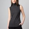 Kinross Cashmere Tops | Sleeveless Funnel Tank In Flannel