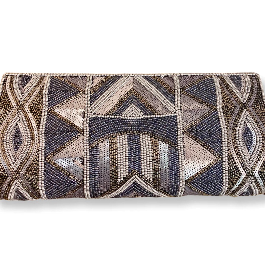 David Jeffery Accessories | Silver & Midnight Beaded Clutch