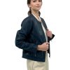 Iris Setlakwe Jackets | Perforated Leather Moto Jacket In Navy