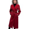 Diomi Jackets | Single Breasted Wool Blend Trench - Cranberry