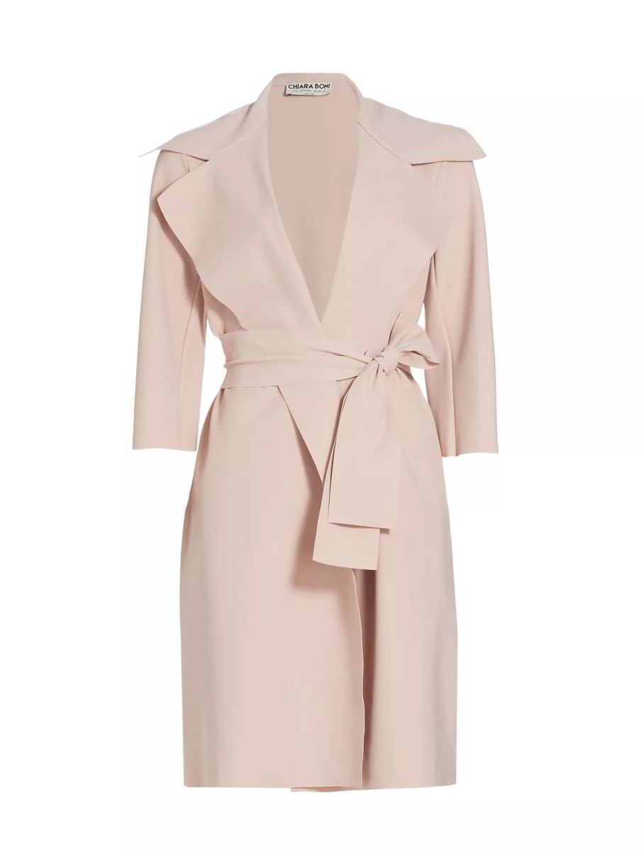 Chiara Boni Jackets | Saveria Belted Trench Coat In Sea Shell