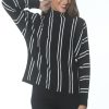 J'envie Tops | Funnel Neck Stripe Top - Black/Ivory