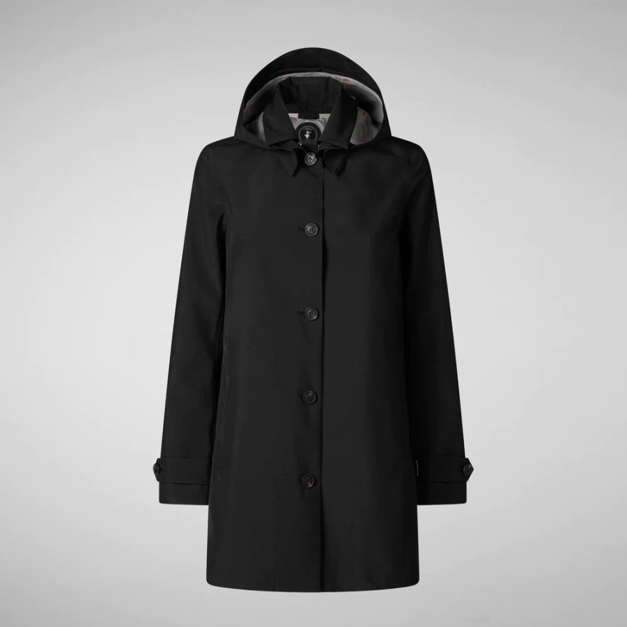 Save The Duck Jackets | April Hooded Raincoat In Black