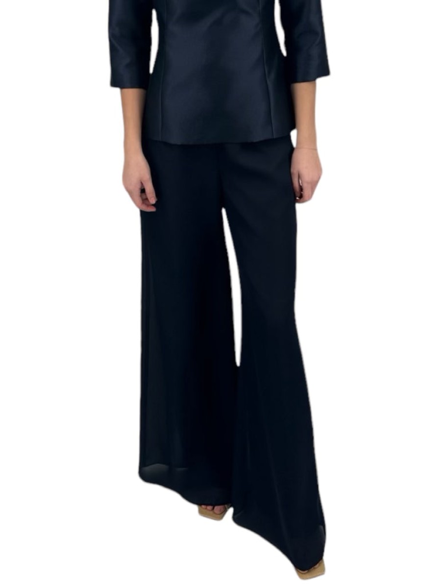 Bigio Pants | Palazzo Pant In Navy