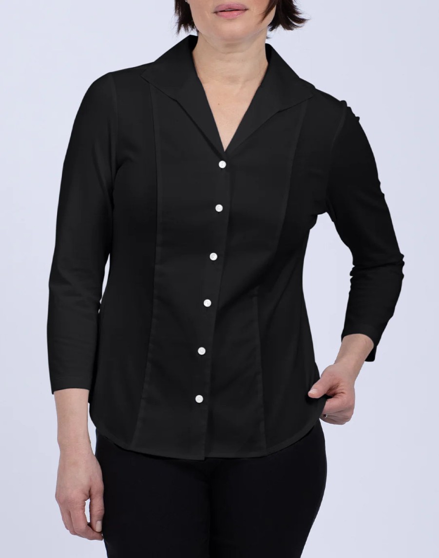 Hinson Wu Tops | 3/4 Sleeve Donna Shirt In Black