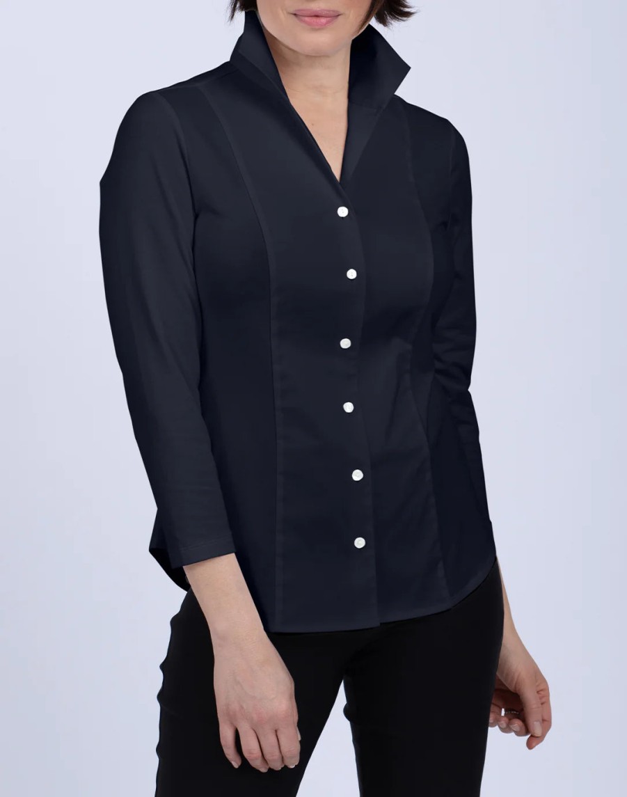 Hinson Wu Tops | 3/4 Sleeve Donna Shirt In Black