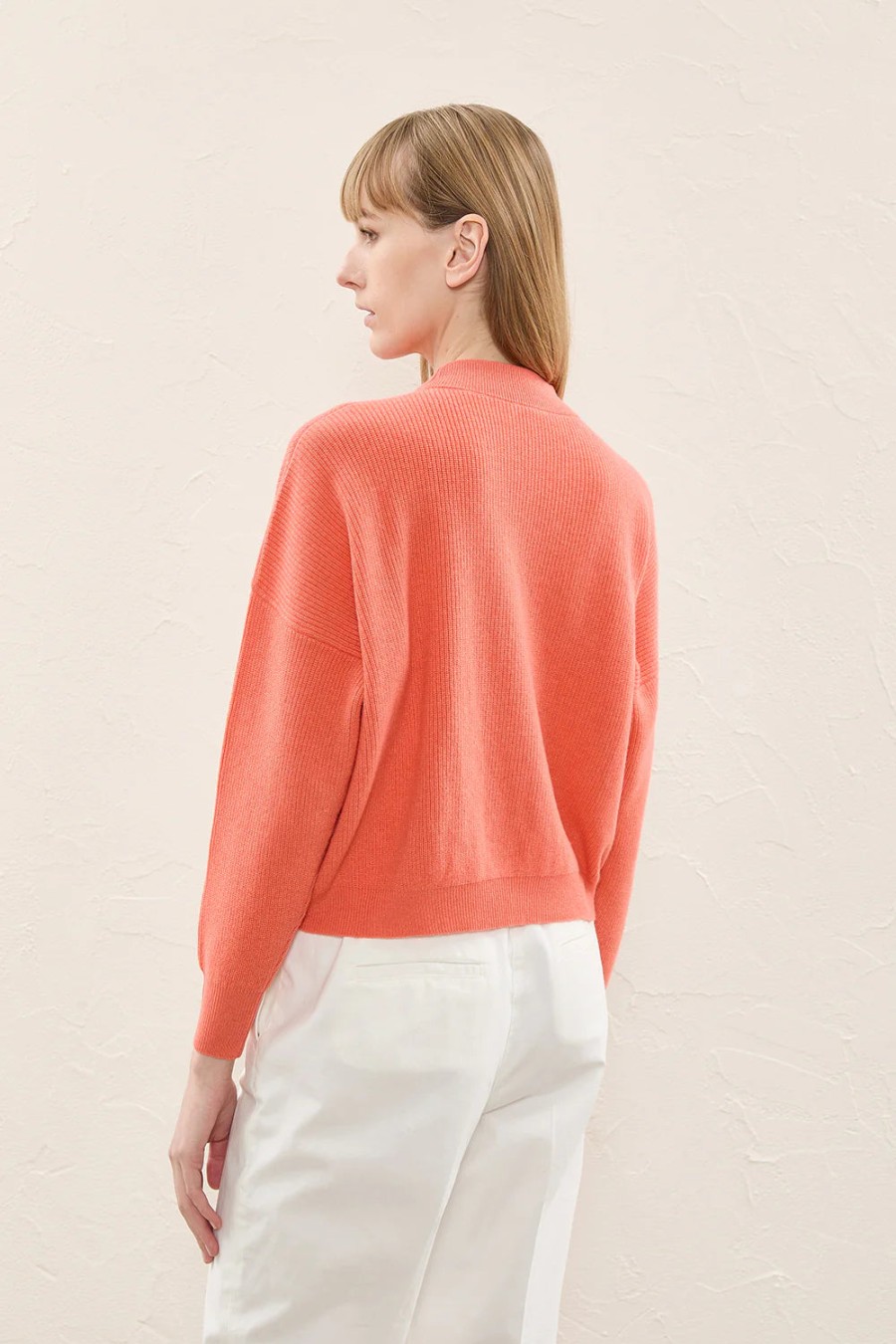 Peserico Tops | Wool, Silk And Cashmere Turtleneck Sweater- Coral