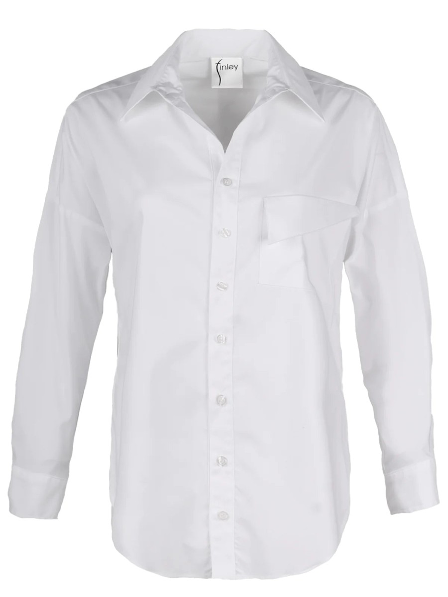 Finley Tops | Big Boy Boyfriend Shirt Solid Silky Poplin White