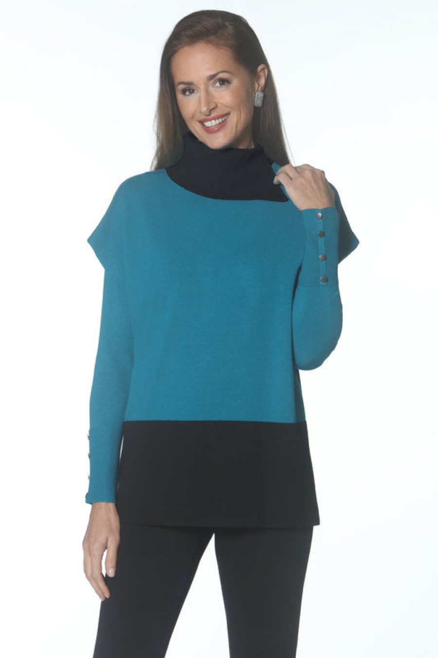 J'envie Tops | Colorblock Pullover - Teal/Black