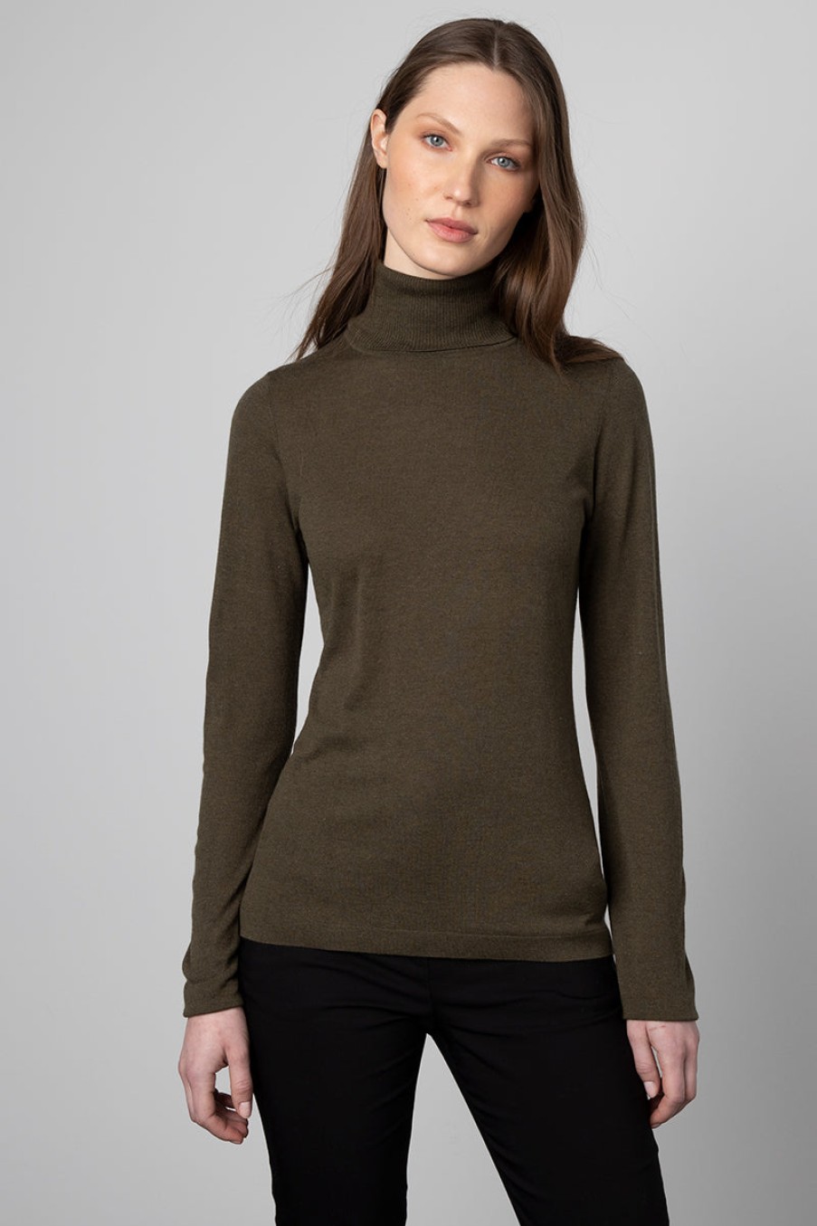 Kinross Cashmere Tops | Turtleneck In Flannel