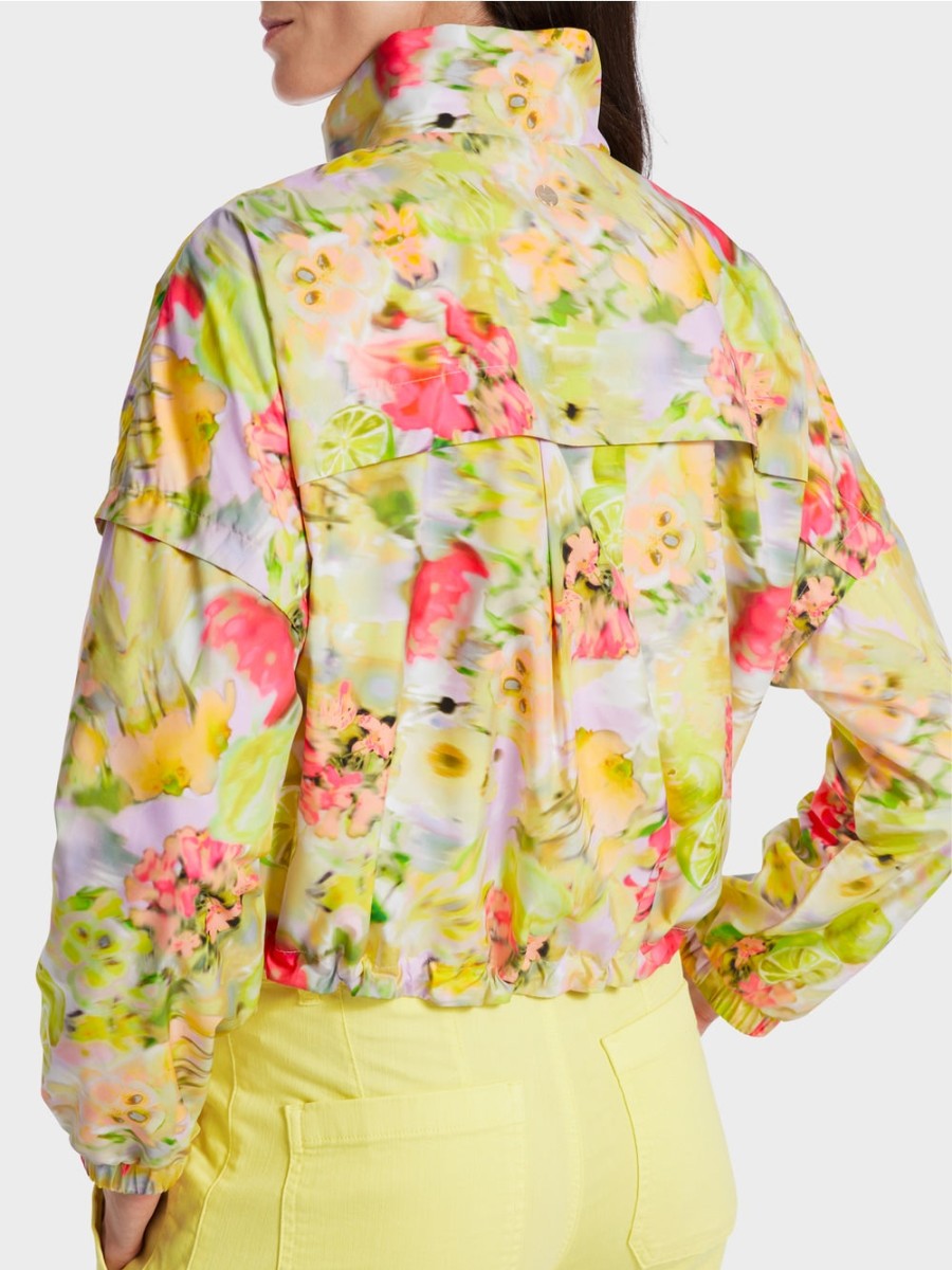 Marc Cain Jackets | Blurry Lemons Printed Outdoor Jacket In Pale Lemon