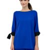 Emmelle Tops | 3/4 Sleeve Crepe Blouse With Tie Cuff In Cobalt