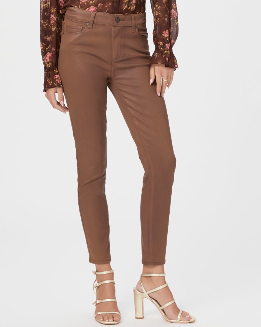 Paige Pants | Hoxton Ankle Jean In Cognac Luxe Coating