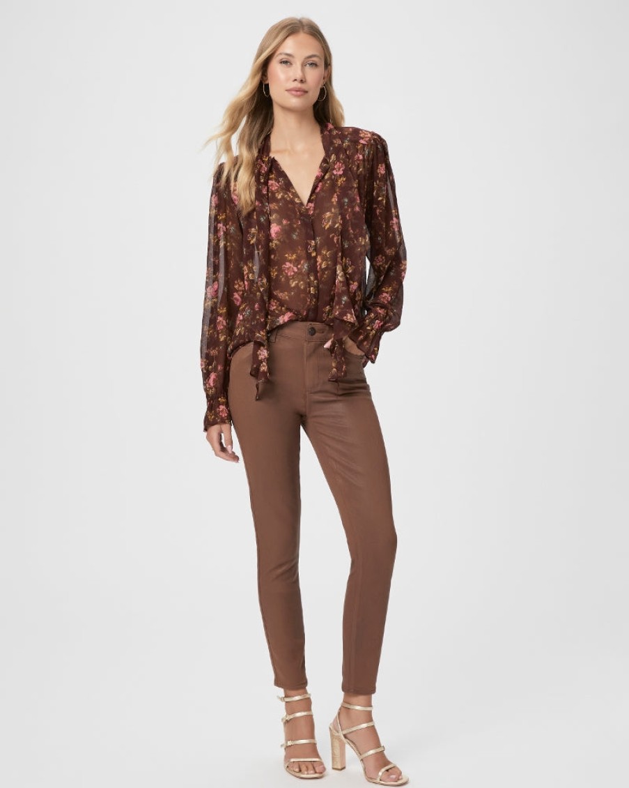 Paige Pants | Hoxton Ankle Jean In Cognac Luxe Coating