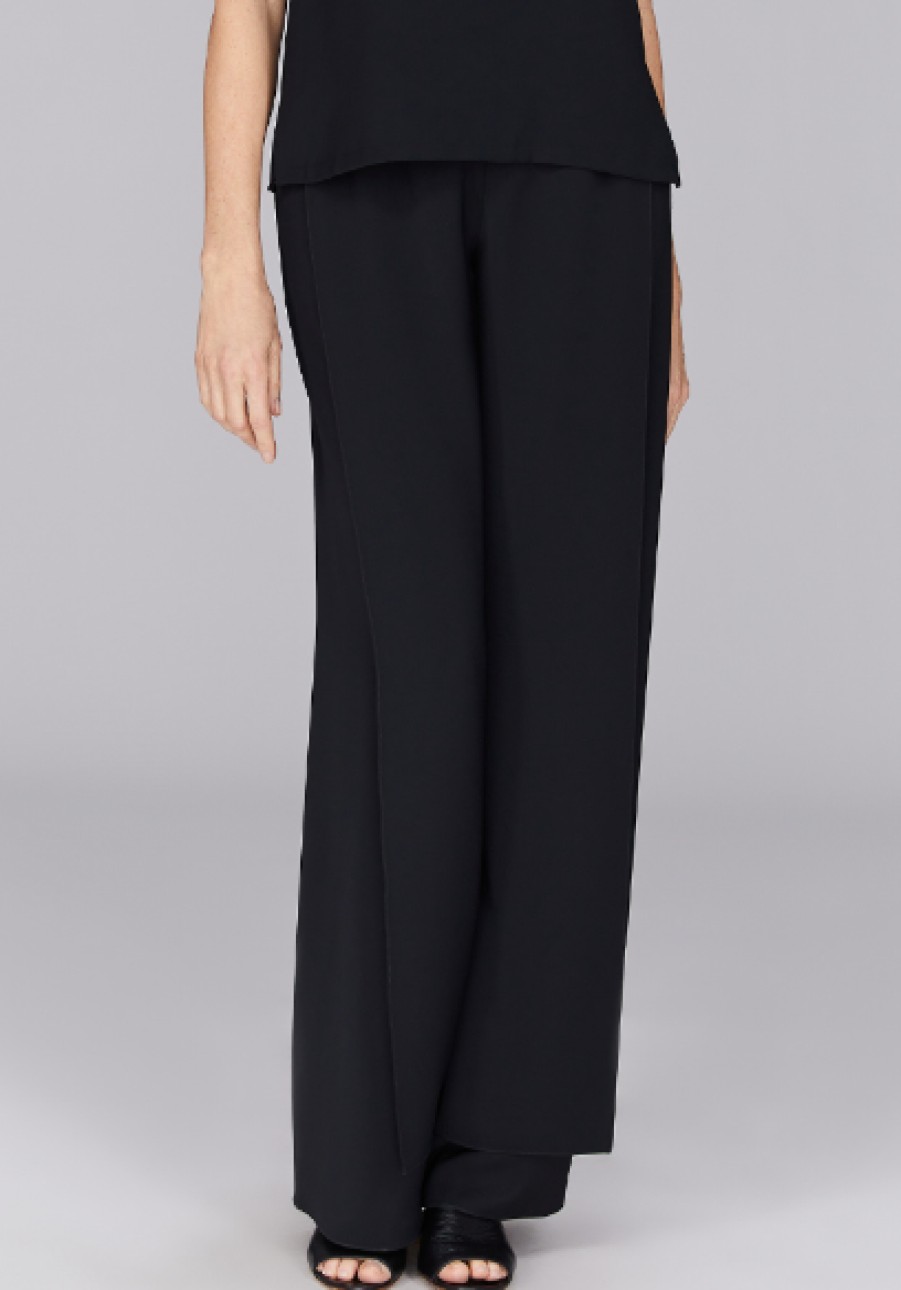 Emmelle Pants | Lustrous Crepe Elastic Pant In Black