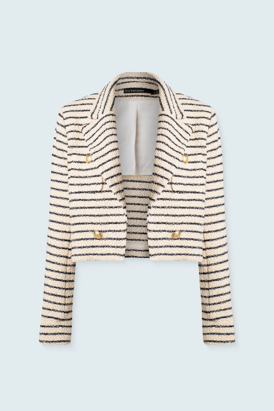 Iris Setlakwe Jackets | Short Jacket With Pockets In Natural Navy Stripe