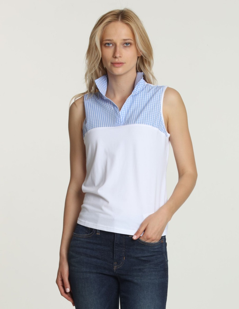 Hinson Wu Tops | Emma Foundation Layer In Blue/White Gingham